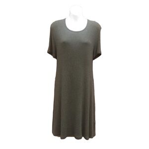 Madewell T-Shirt Dress Ribbed Heather Olive Green Knit Women’s Size L Large